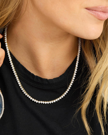 Not Your Basic Tennis Necklace 3mm - Gold|White Diamondettes