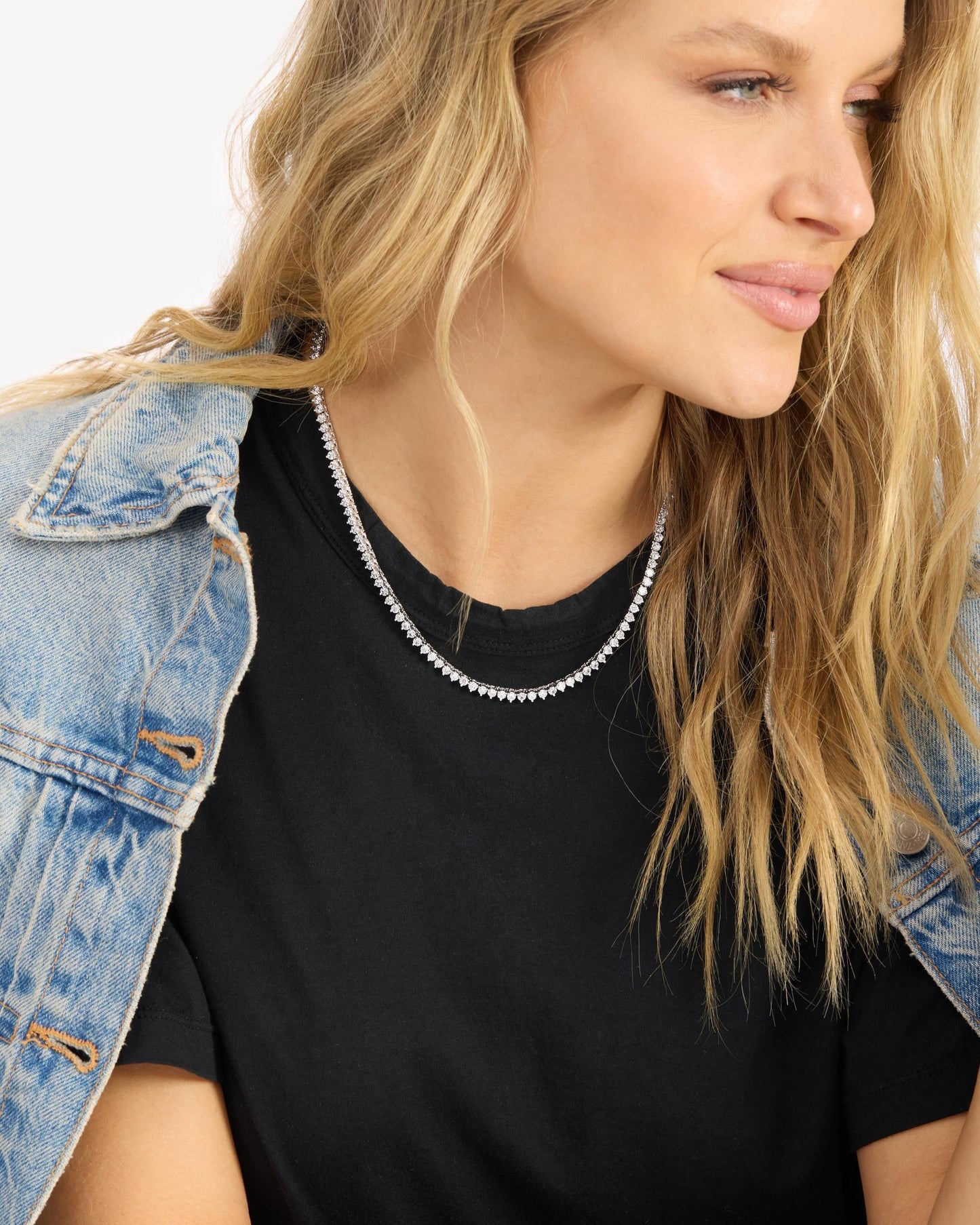 Not Your Basic Tennis Necklace 3mm - Silver|White Diamondettes