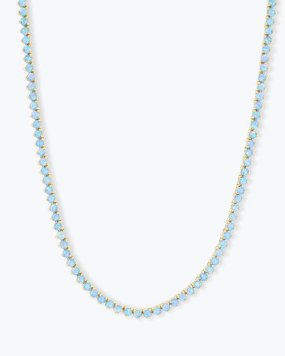 Not Your Basic Tennis Necklace 3mm - Gold|Blue Opal