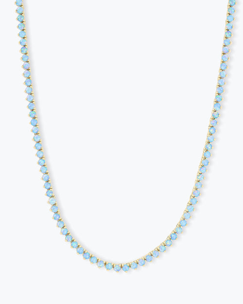 Not Your Basic Tennis Necklace 3mm - Gold|Blue Opal