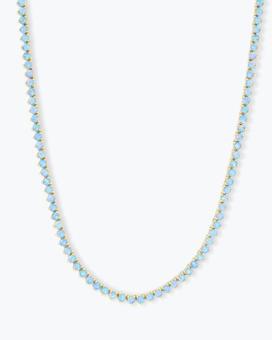 Not Your Basic Tennis Necklace 3mm - Gold|Blue Opal