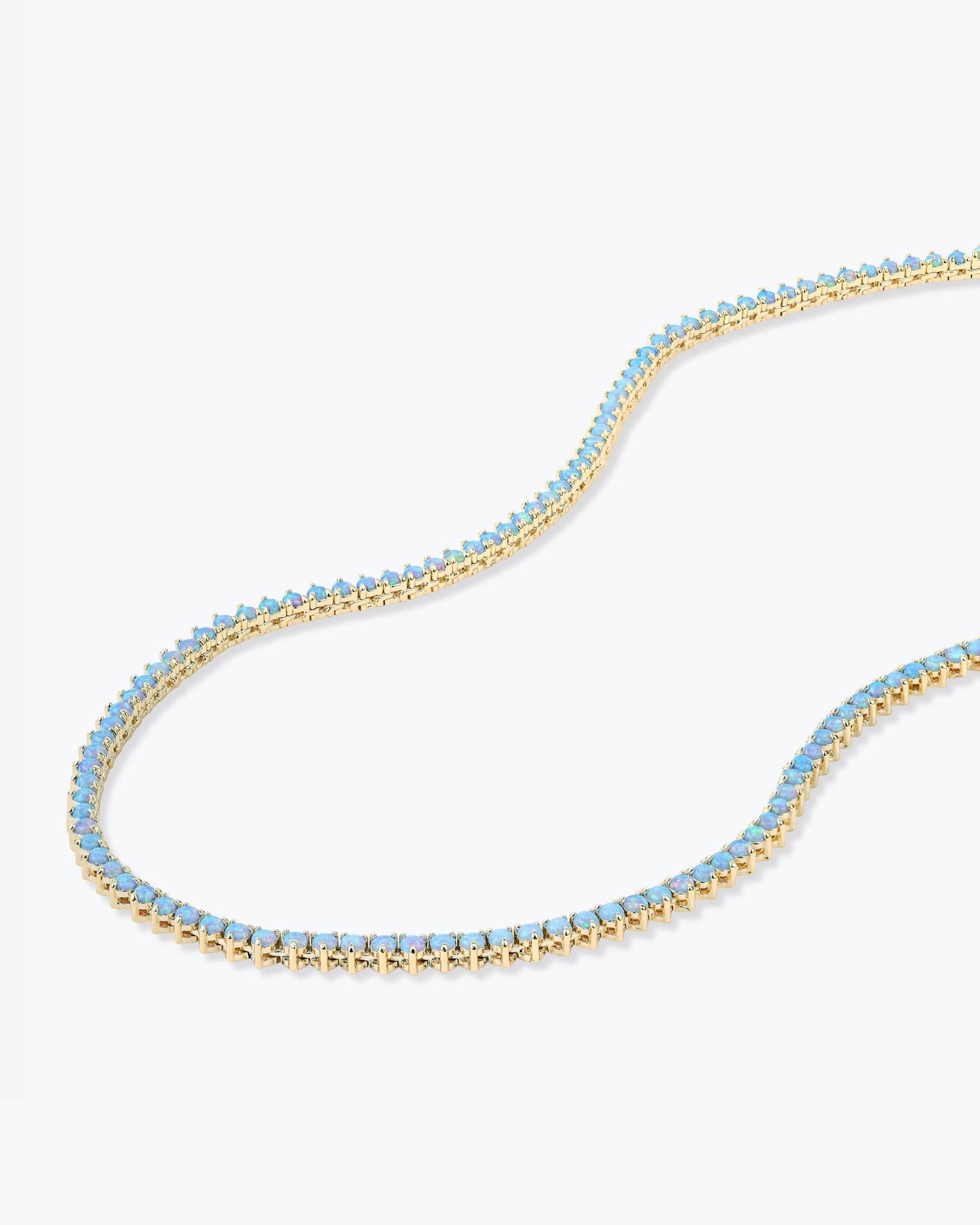 Not Your Basic Tennis Necklace 3mm - Gold|Blue Opal