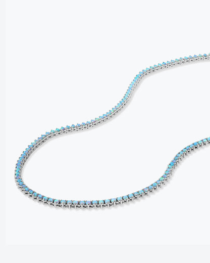 Not Your Basic Tennis Necklace 3mm - Silver|Blue Opal