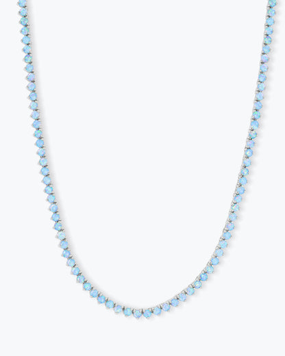 Not Your Basic Tennis Necklace 3mm - Silver|Blue Opal