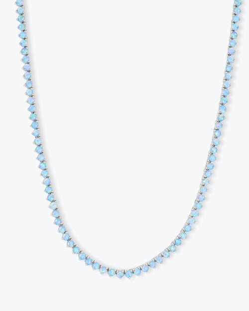 Not Your Basic Tennis Necklace 3mm - Silver|Blue Opal