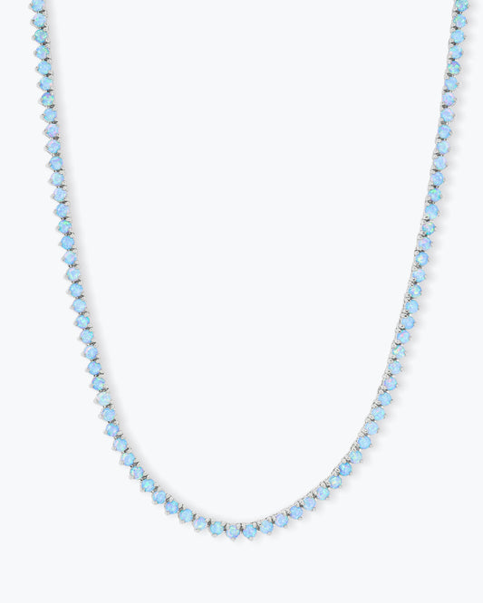 Not Your Basic Tennis Necklace 3mm - Silver|Blue Opal