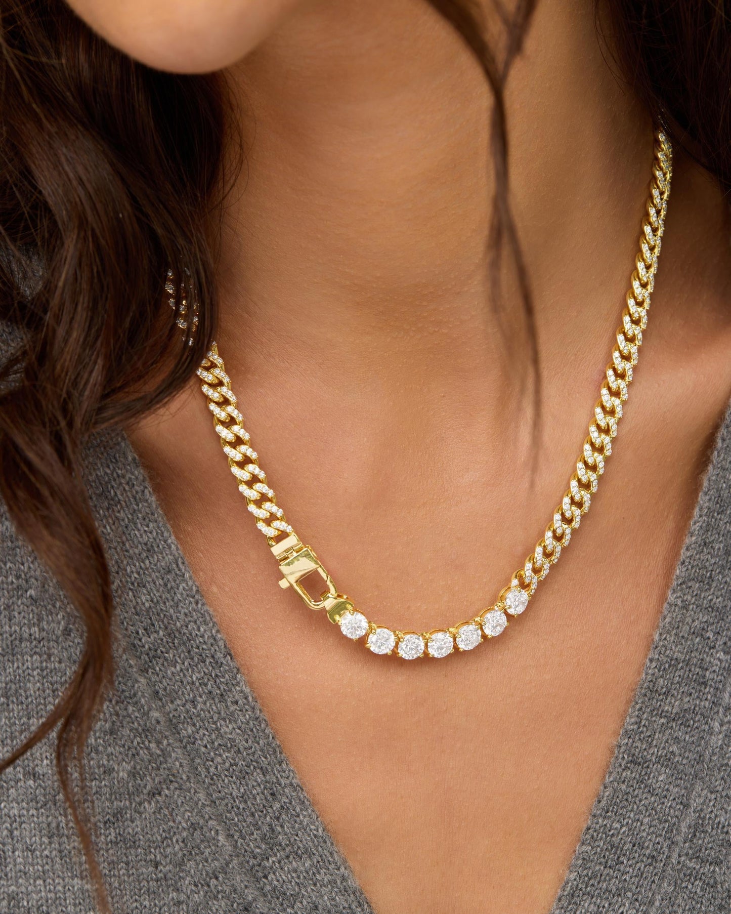 Pavé Julian Loves Diamonds Necklace 6.8mm - Gold|White Diamondettes