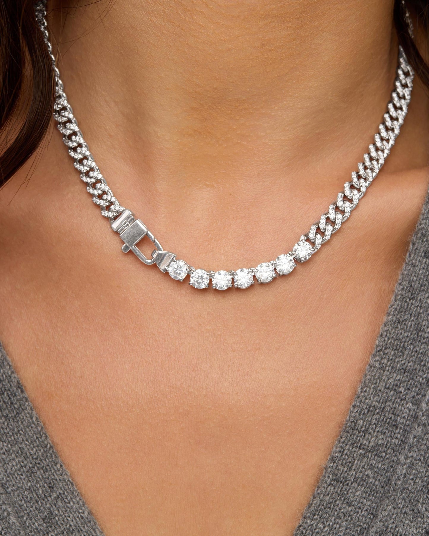 Pavé Julian Loves Diamonds Necklace 6.8mm - Silver|White Diamondettes
