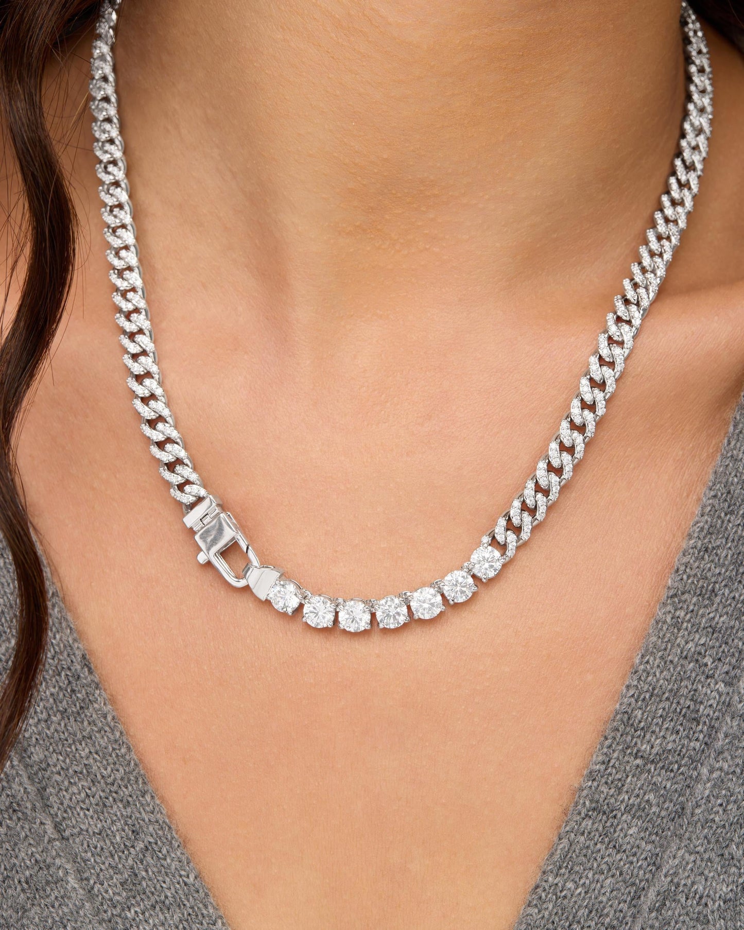 Pavé Julian Loves Diamonds Necklace 6.8mm - Silver|White Diamondettes