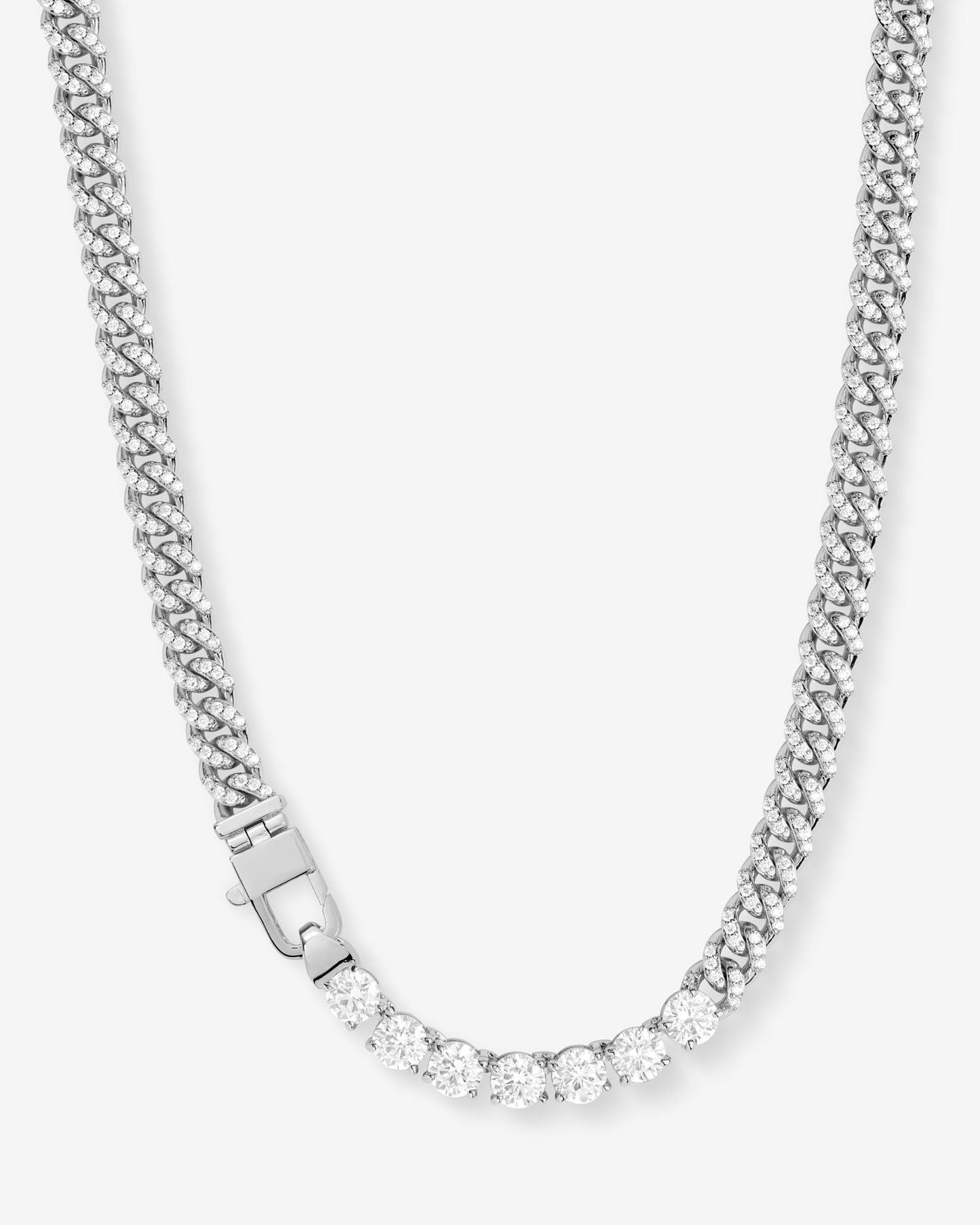 Pavé Julian Loves Diamonds Necklace 6.8mm - Silver|White Diamondettes