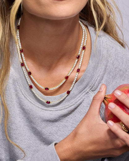 The Maven Tennis Necklace 3mm - Silver|Ruby