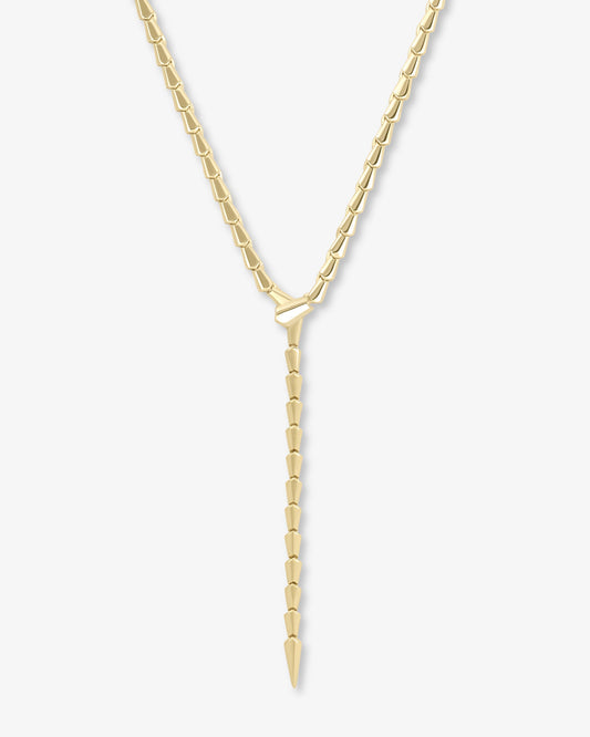 Serpent Lariat Necklace - Gold