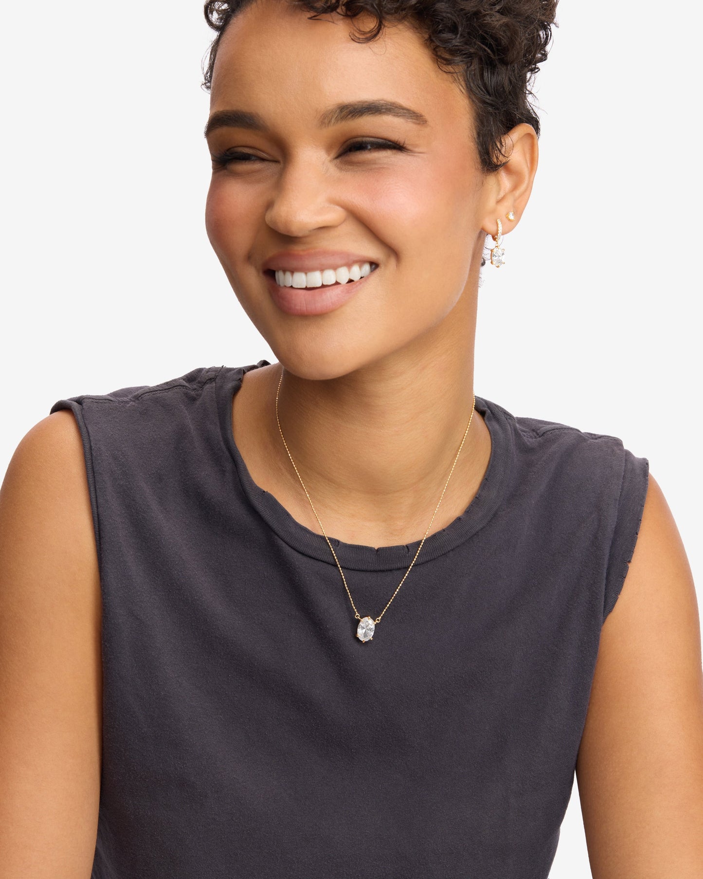 She's on Point Necklace - Gold|White Diamondettes
