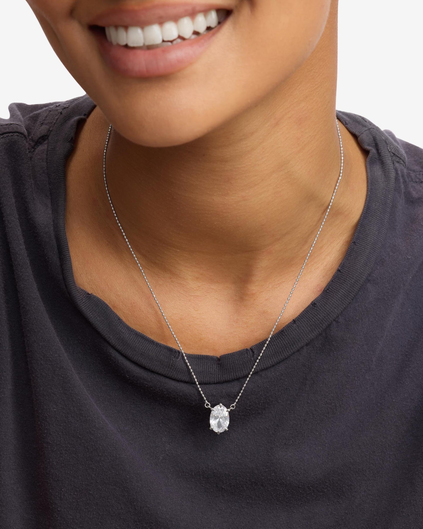She's on Point Necklace - Silver|White Diamondettes