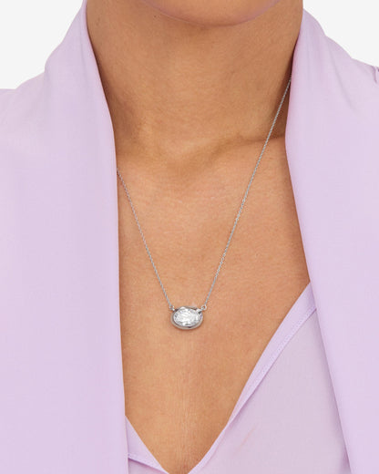 She's a Boss Pendant Necklace - Silver|White Diamondettes