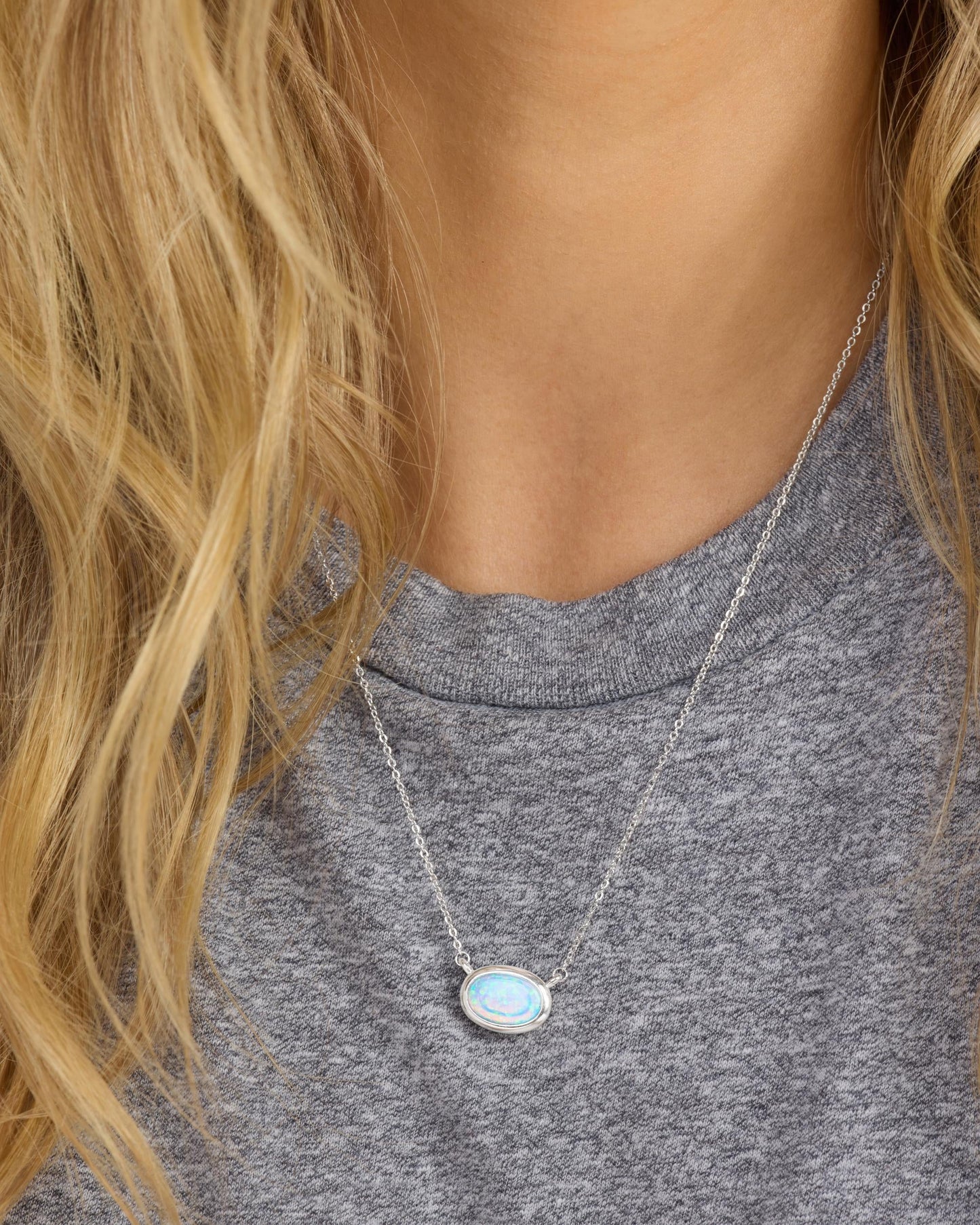 She's a Boss Pendant Necklace - Silver|Blue Opal