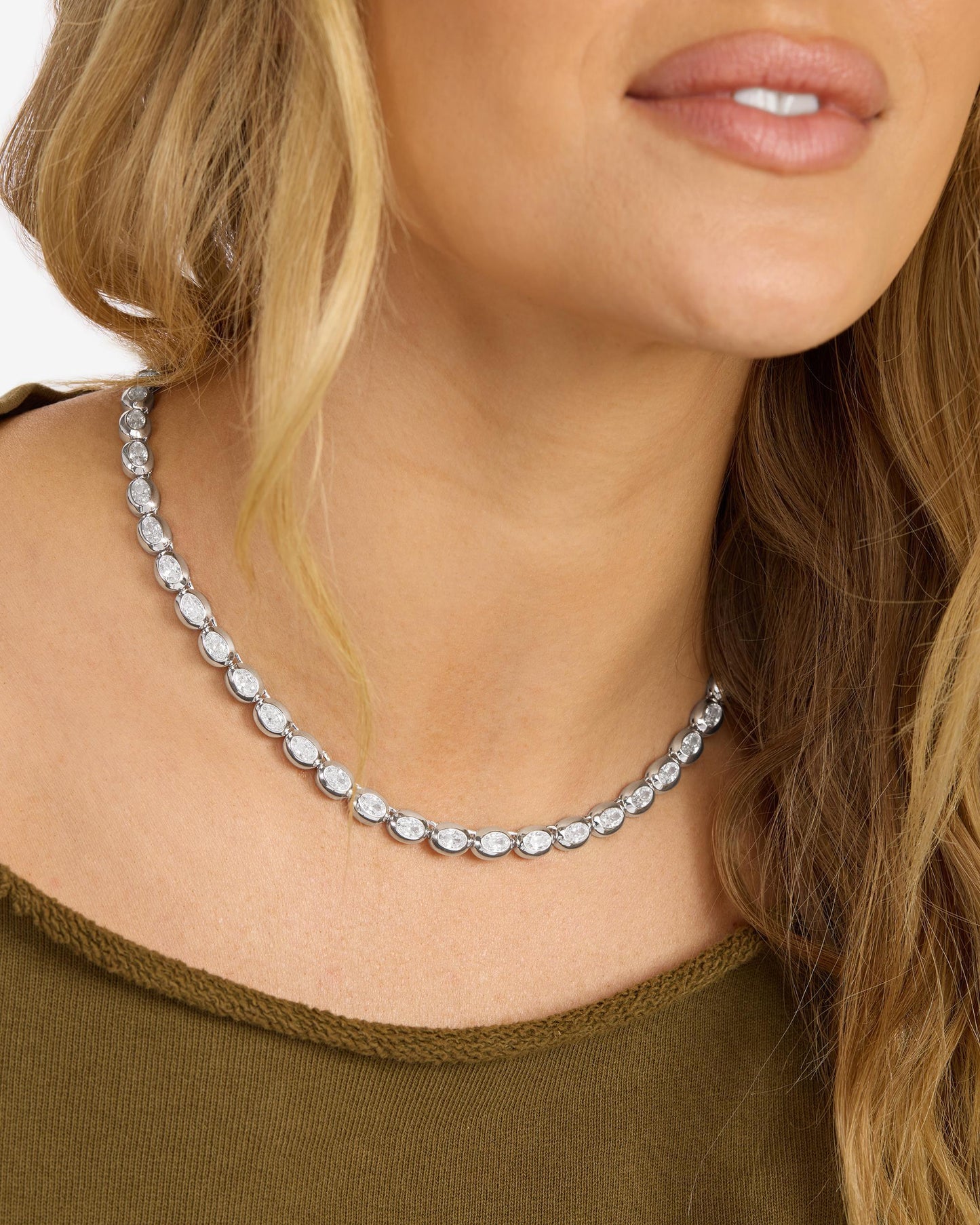 She's a Boss Tennis Necklace 4mm - Silver|White Diamondettes
