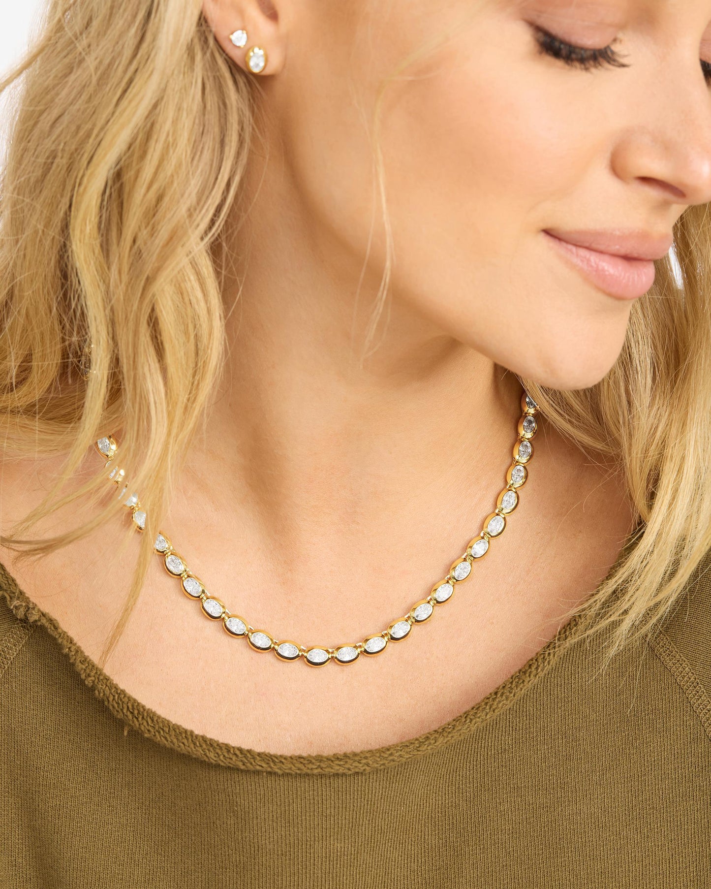 She's a Boss Tennis Necklace 4mm - Gold|White Diamondettes