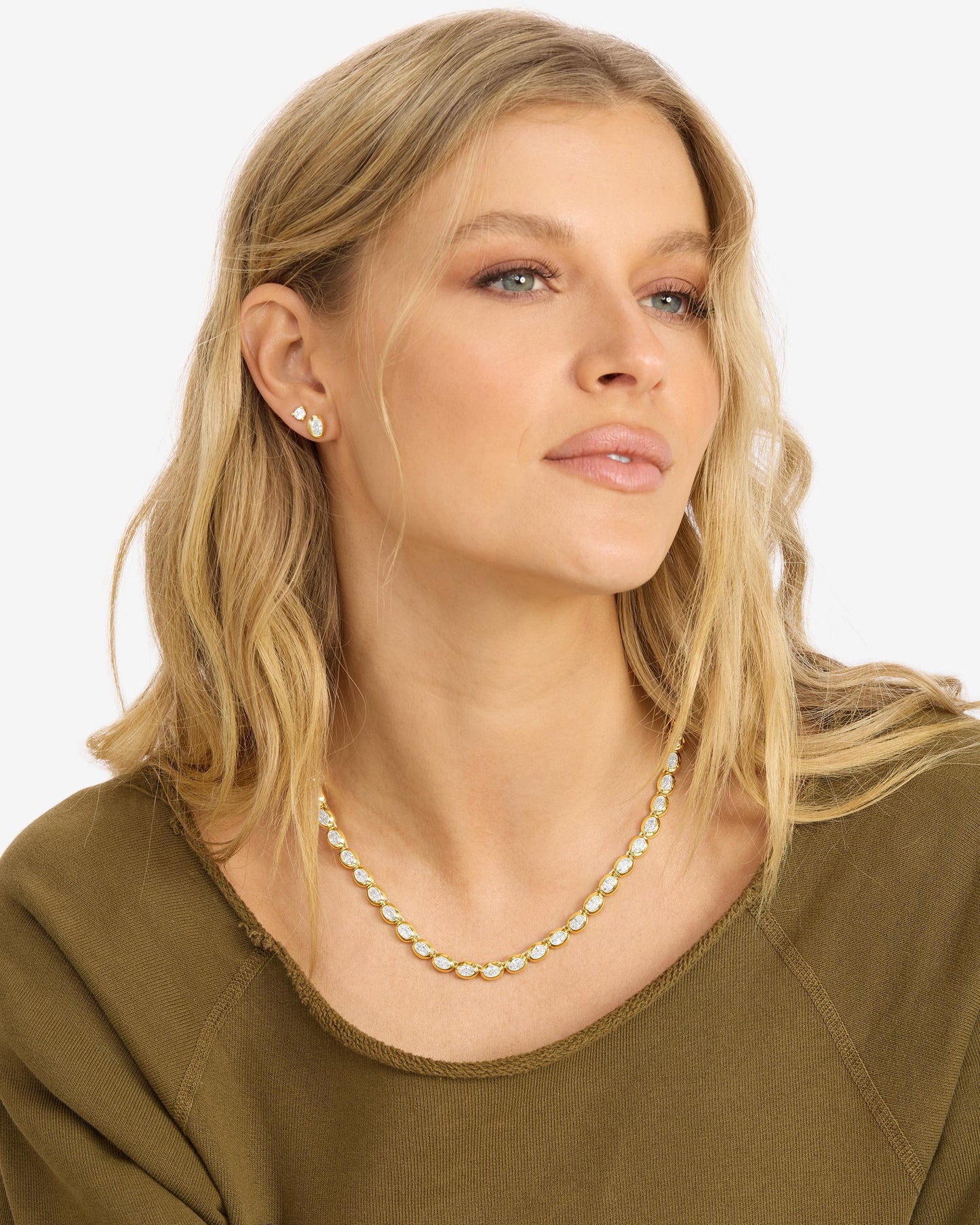 She's a Boss Tennis Necklace 4mm - Gold|White Diamondettes