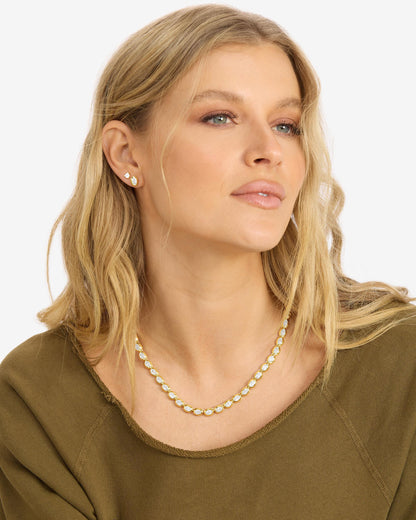 She's a Boss Tennis Necklace 4mm - Gold|White Diamondettes