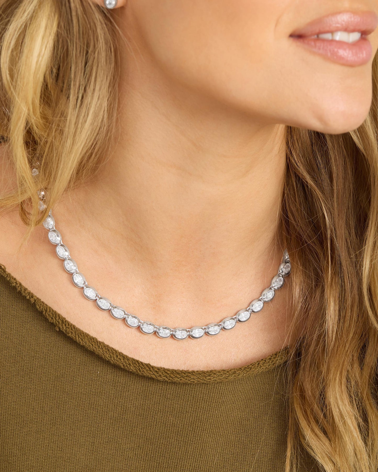 She's a Boss Tennis Necklace 4mm - Silver|White Diamondettes