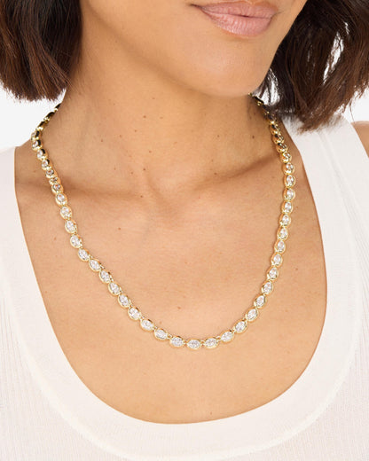She's a Boss Tennis Necklace 4mm - Gold|White Diamondettes