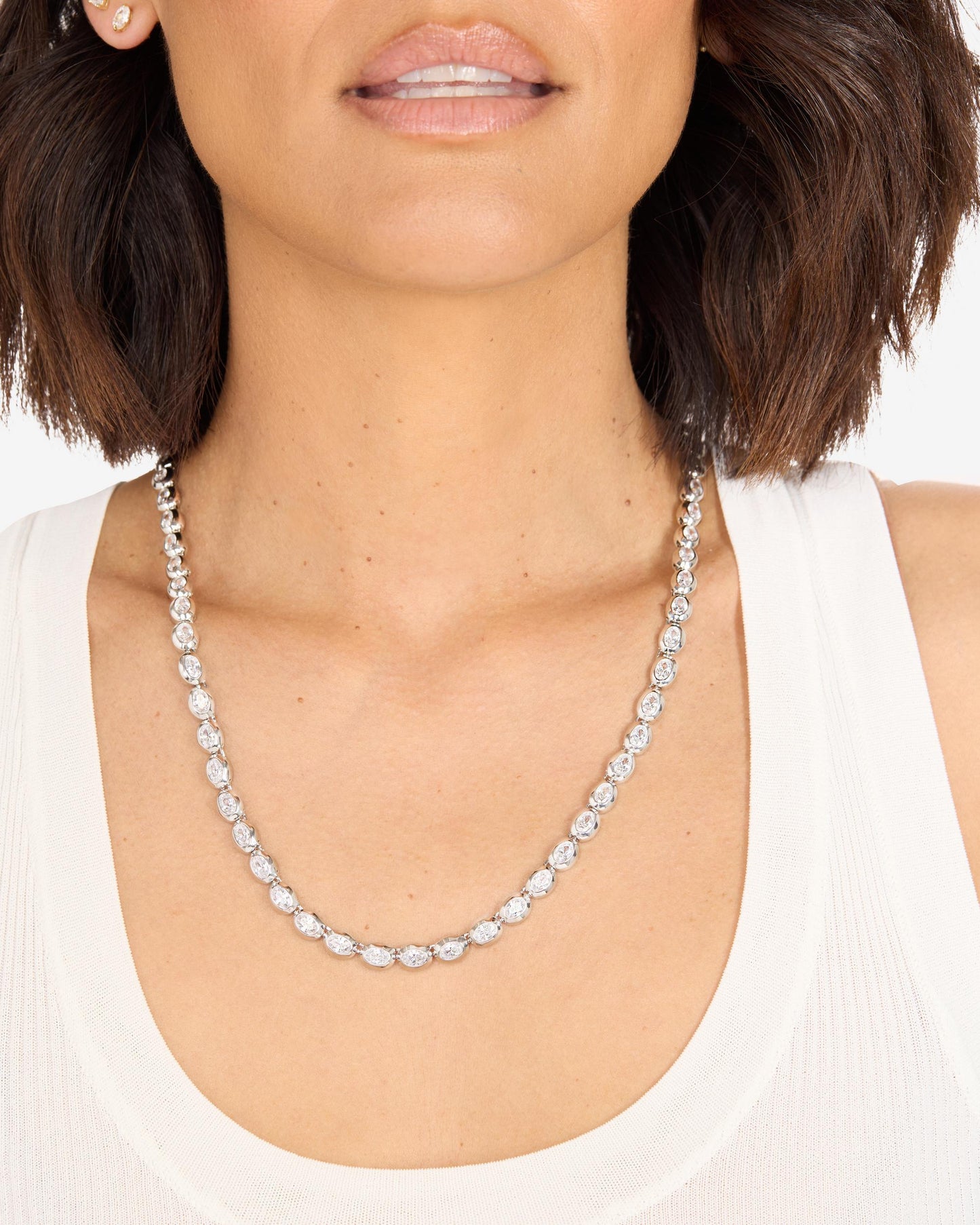 She's a Boss Tennis Necklace 4mm - Silver|White Diamondettes