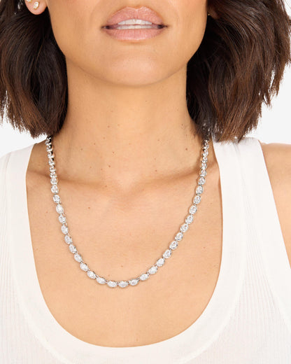 She's a Boss Tennis Necklace 4mm - Silver|White Diamondettes