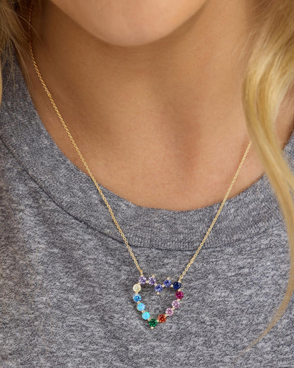 She's an Icon Small Heart Necklace - Gold|Multi Stone
