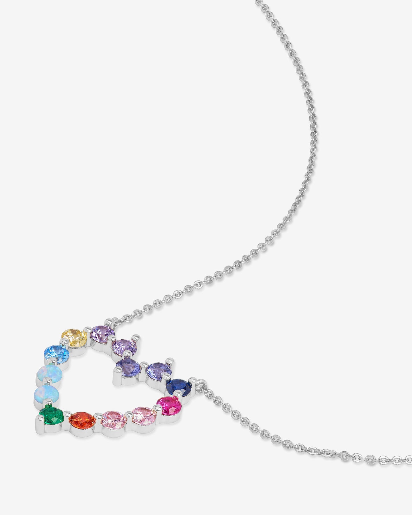 She's an Icon Small Heart Necklace - Silver|Multi Stone
