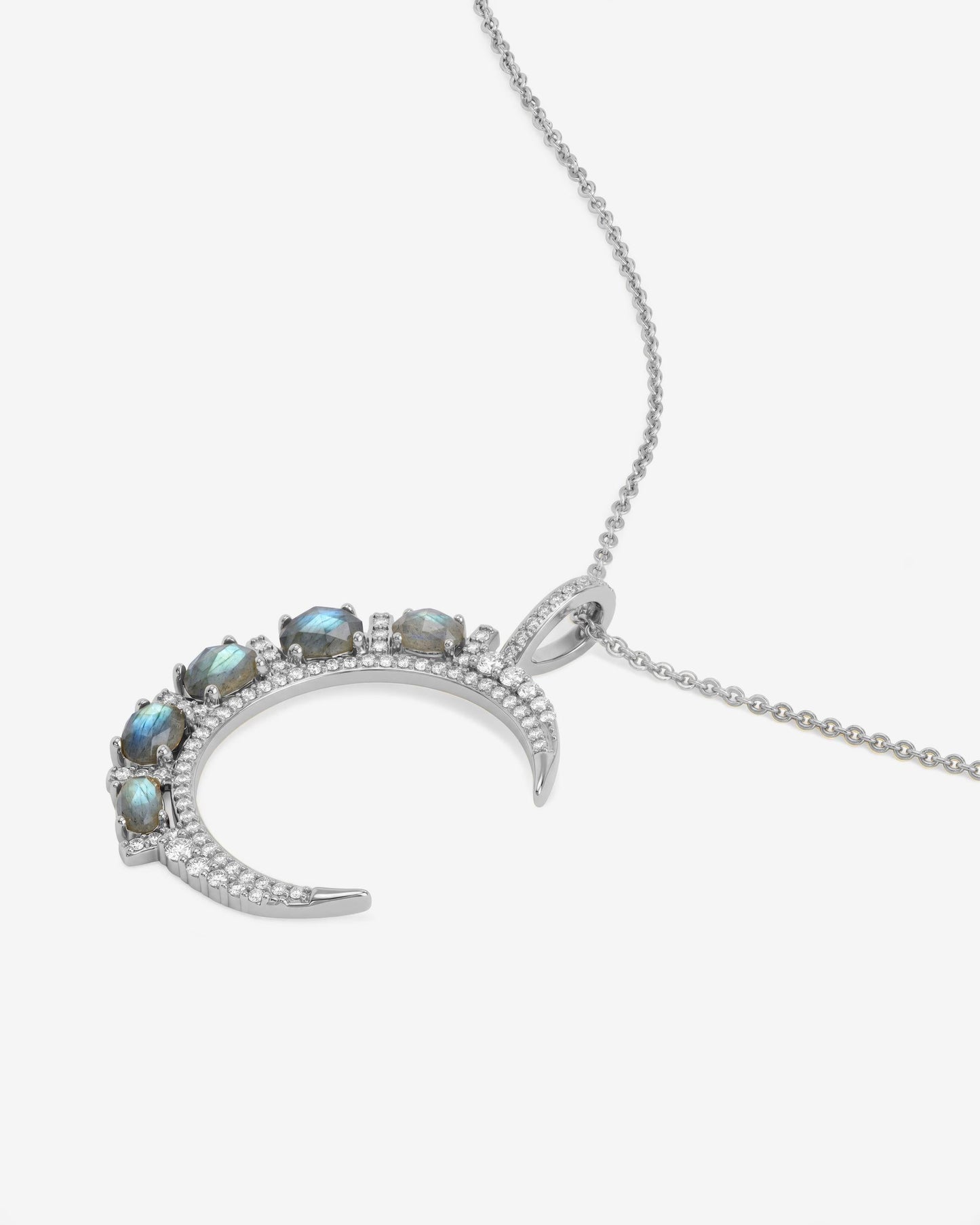 She's an Icon Moon Necklace - Silver|Labradorite