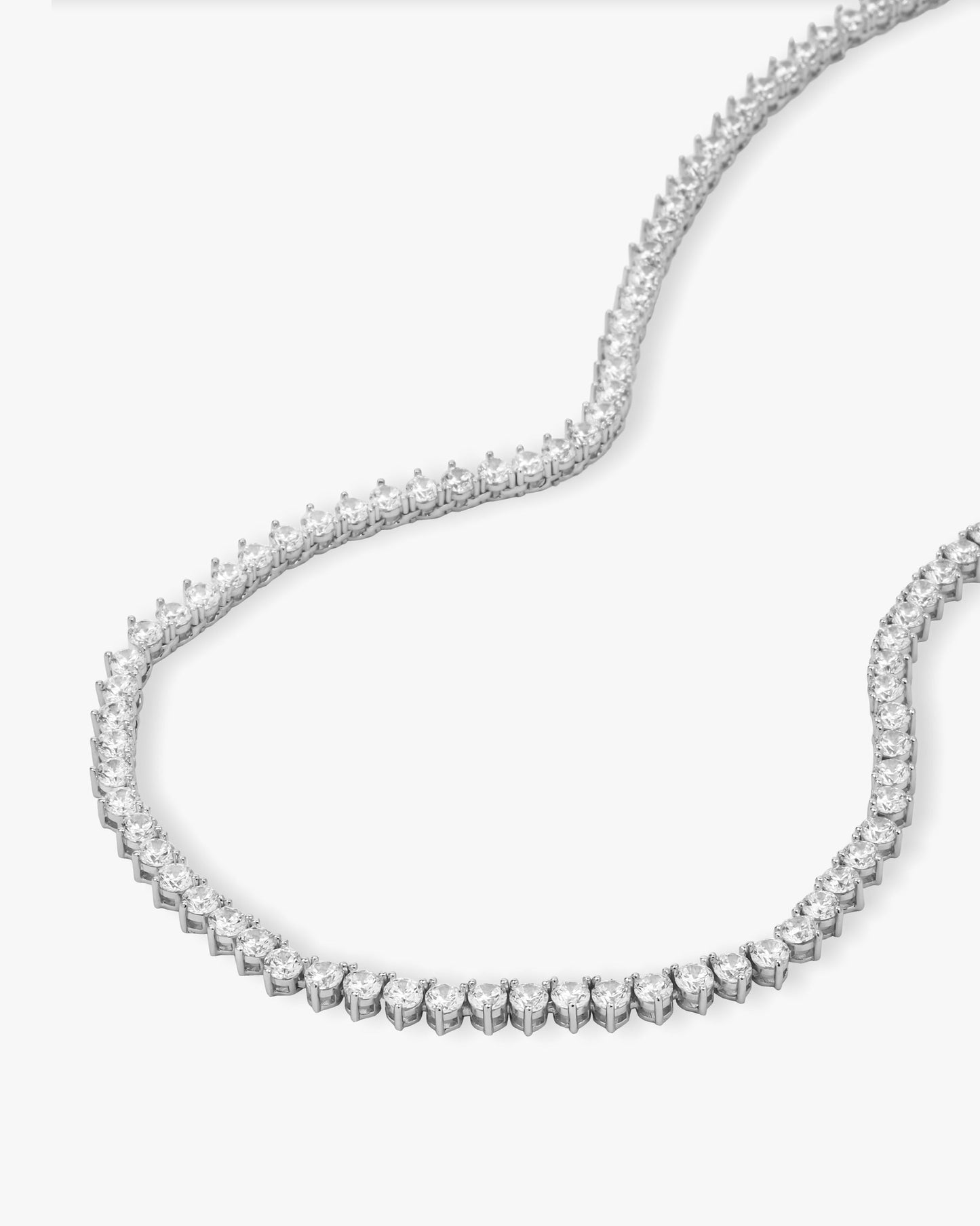 Not Your Basic Tennis Necklace 4mm - Silver|White Diamondettes