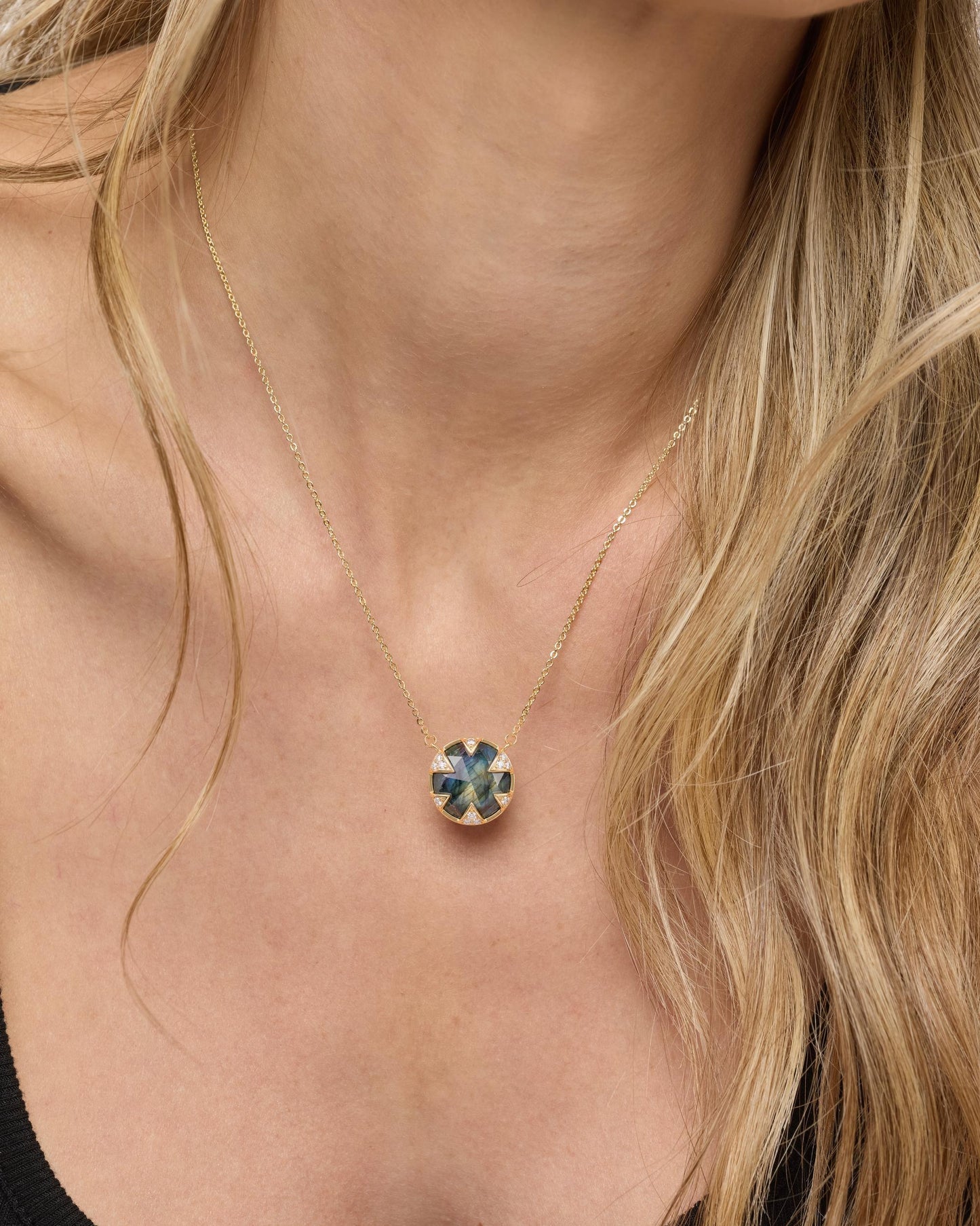Tessa Necklace 16mm - Gold|Labradorite