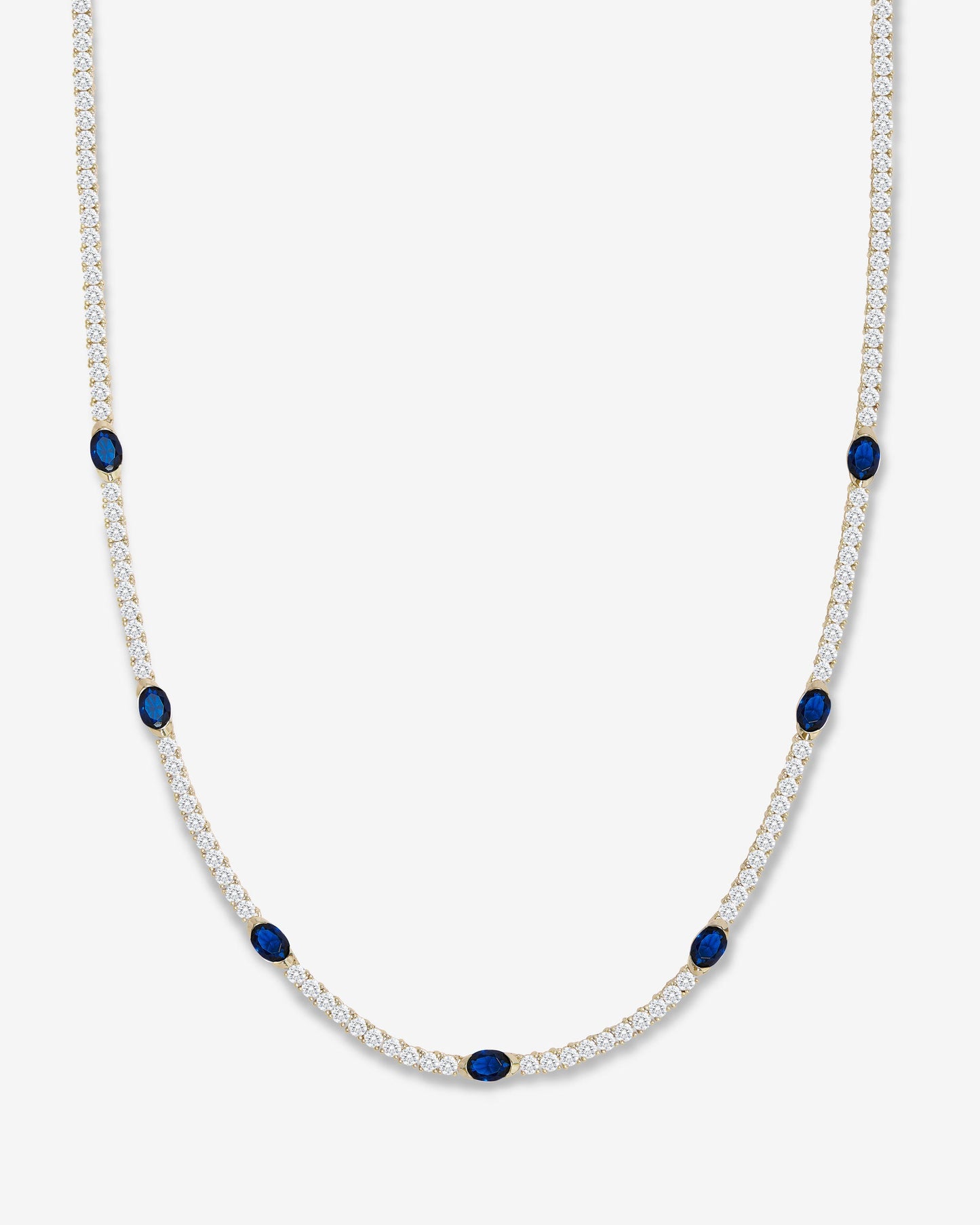 The Maven Tennis Necklace 3mm - Gold|Blue Sapphire