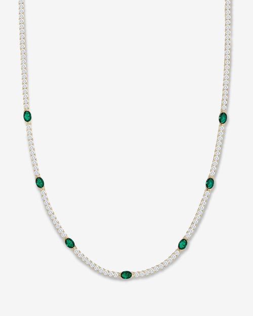 The Maven Tennis Necklace 3mm - Gold|Emerald