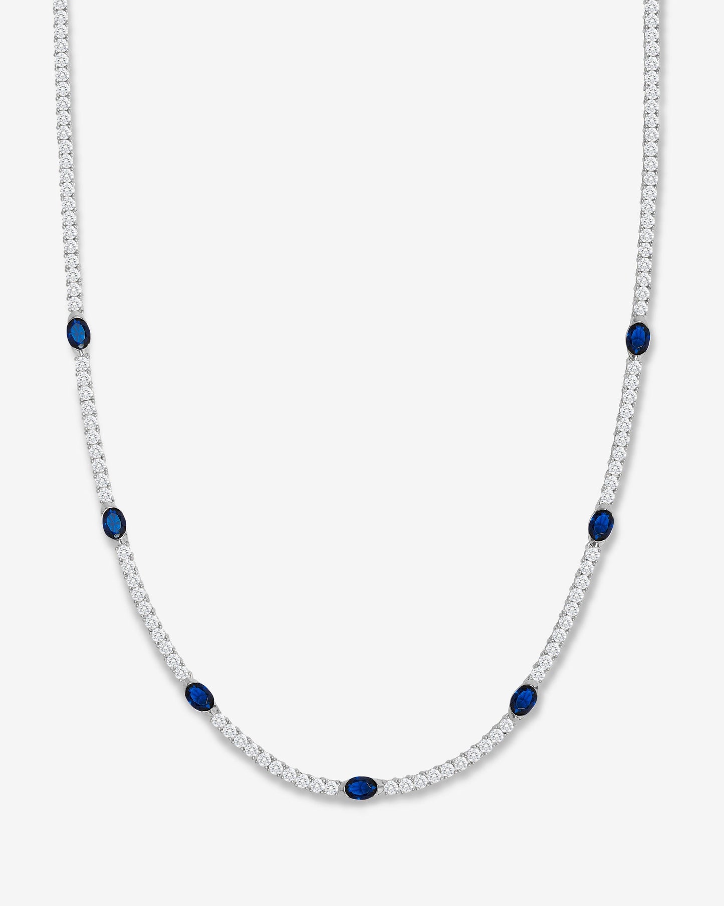 The Maven Tennis Necklace 3mm - Silver|Blue Sapphire