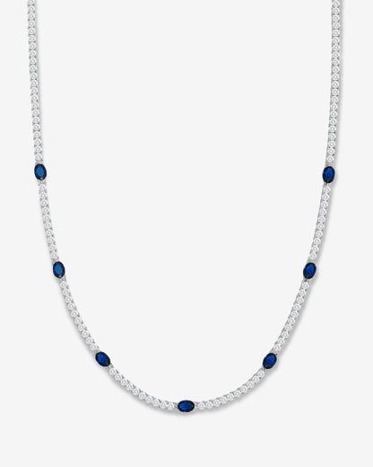 The Maven Tennis Necklace 3mm - Silver|Blue Sapphire