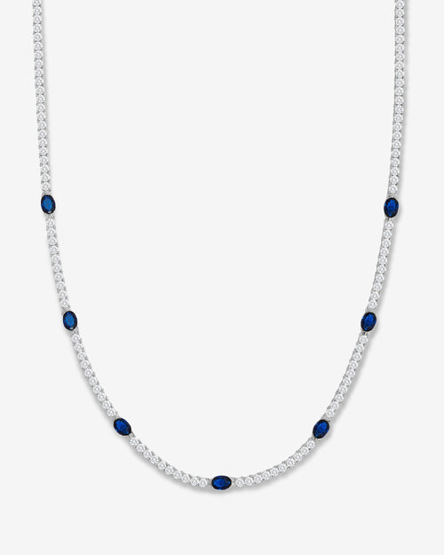 The Maven Tennis Necklace 3mm - Silver|Blue Sapphire