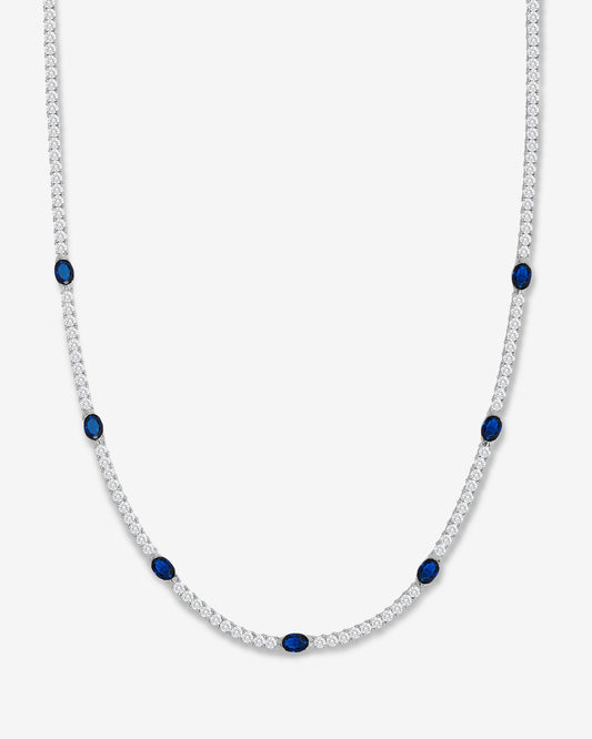 The Maven Tennis Necklace 3mm - Silver|Blue Sapphire
