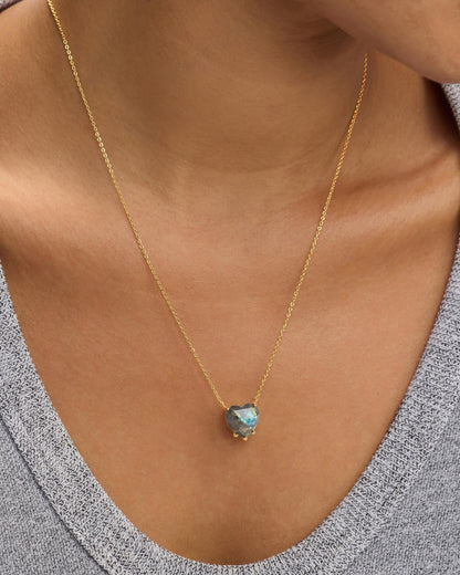 The Allison Heart Necklace - Gold|Labradorite