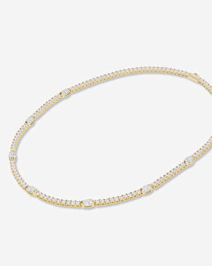 The Maven Tennis Necklace 3mm - Gold|White Diamondettes