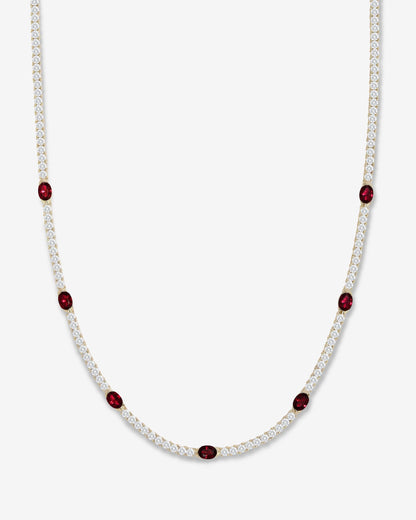 The Maven Tennis Necklace 3mm - Gold|Ruby