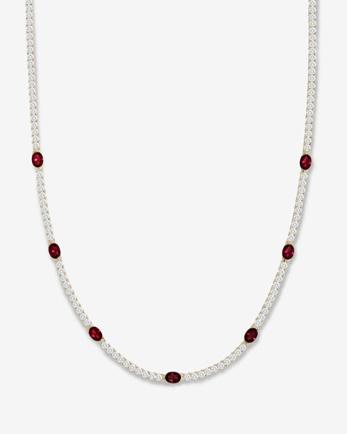 The Maven Tennis Necklace 3mm - Gold|Ruby