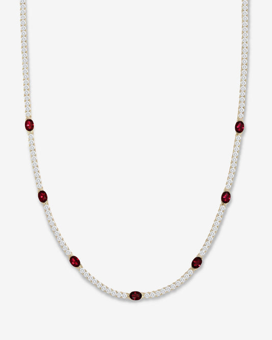 The Maven Tennis Necklace 3mm - Gold|Ruby