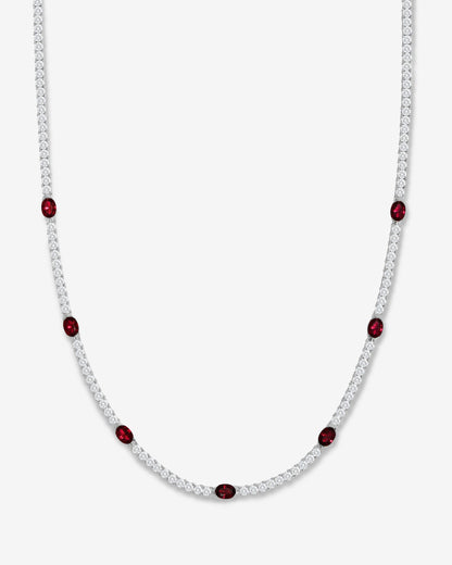 The Maven Tennis Necklace 3mm - Silver|Ruby