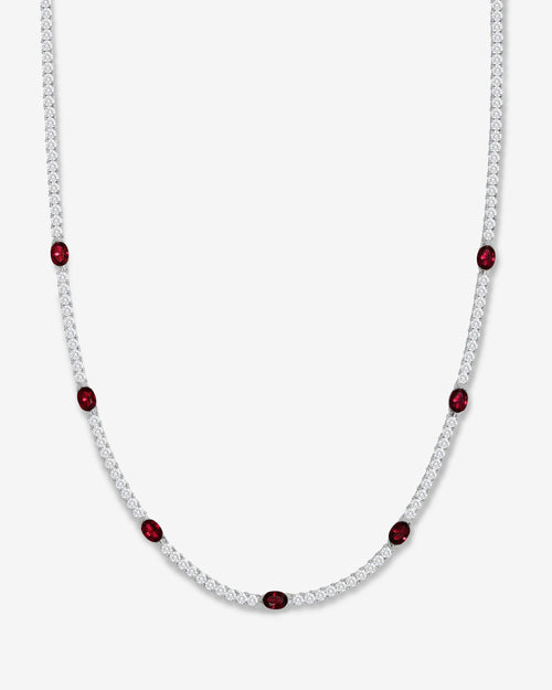 The Maven Tennis Necklace 3mm - Silver|Ruby