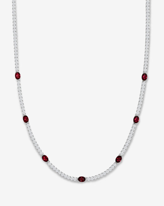 The Maven Tennis Necklace 3mm - Silver|Ruby