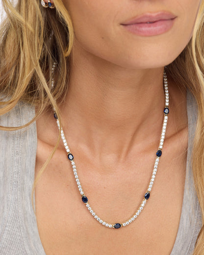 The Maven Tennis Necklace 3mm - Gold|Blue Sapphire