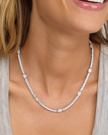The Maven Tennis Necklace 3mm - Silver|White Diamondettes