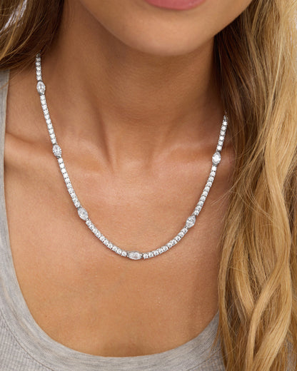 The Maven Tennis Necklace 3mm - Silver|White Diamondettes